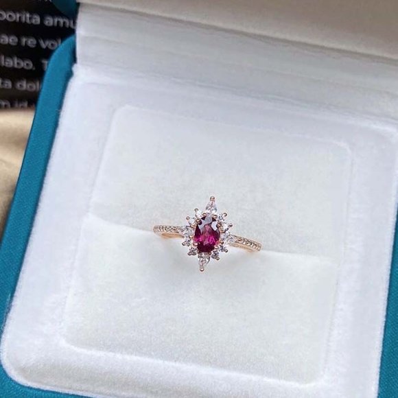 Natural Gemstone Ring Gold Vermeil Red Garnet ring for Her Retro Open Ring - Picture 11 of 11